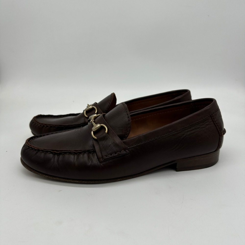 Crownhill Shoes Loafer Mens 11 Dark Brown Leather Metal Bit Slip‎ On Dress Shoes
